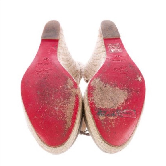 CHRISTIAN LOUBOUTIN CANVAS ESPADRILLE WEDGES - Picture 5 of 5
